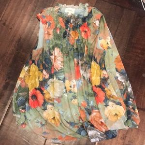 Deletta by Anthropologie‎ shirred mockneck tank top